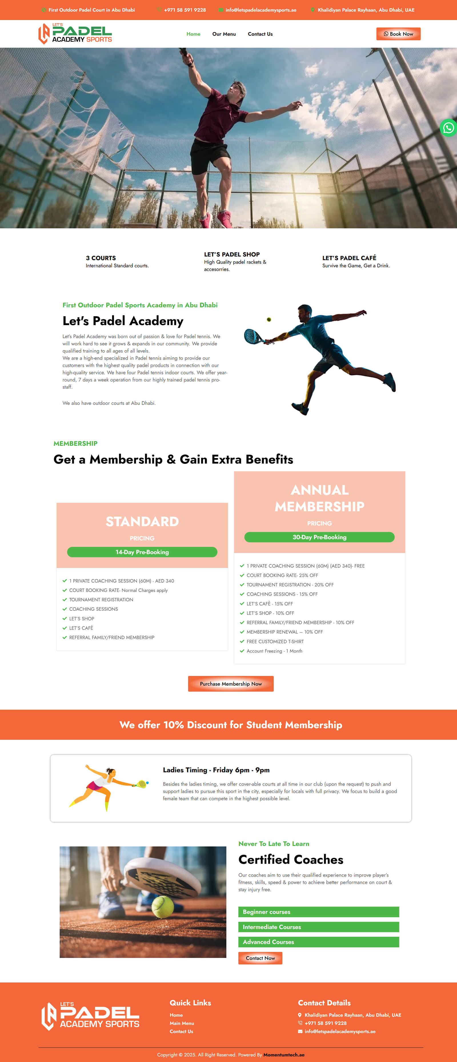Links Padel Academy Website Preview